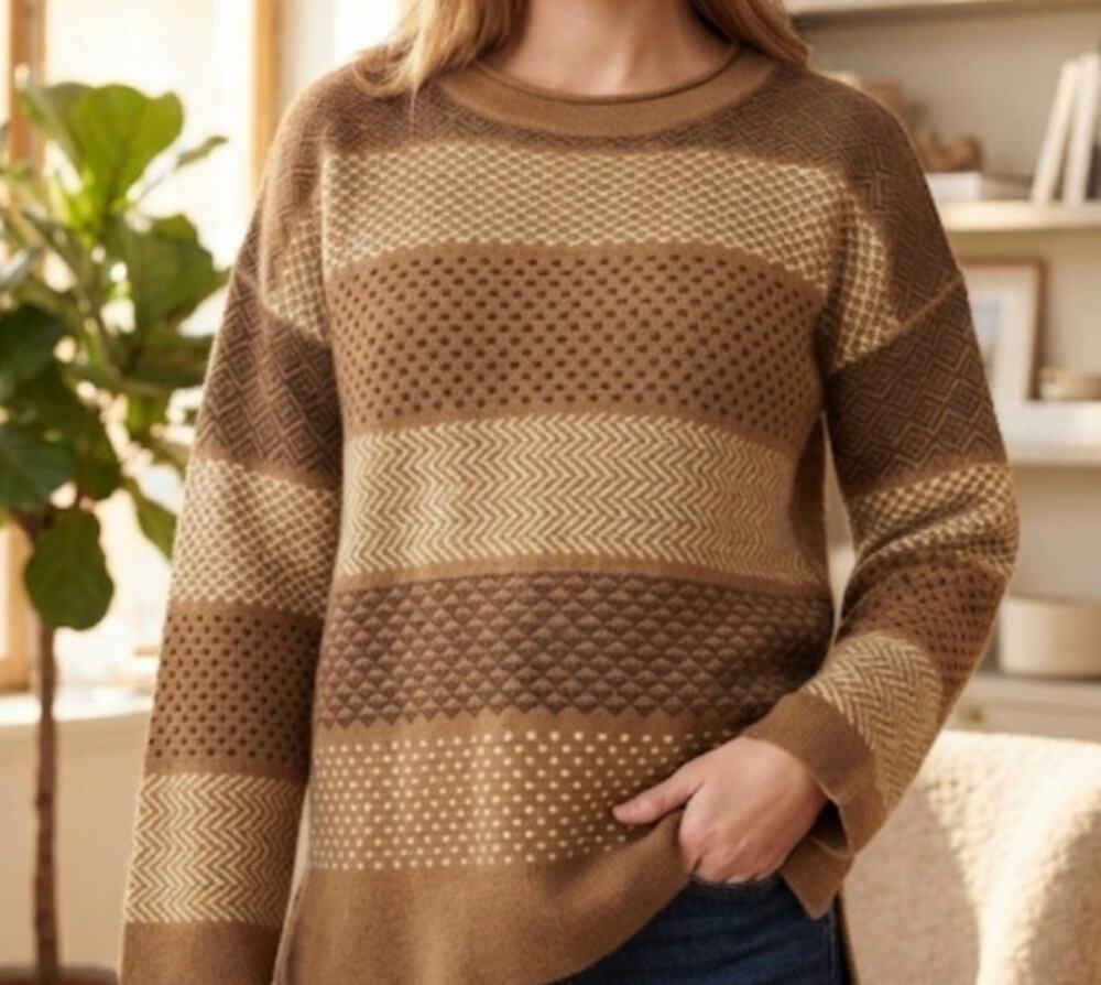 Gudren Sjoden Warm Wool Blend Preppy Sweater